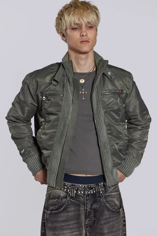 Jaded London Schott Khaki MA1 Bomber Jacket Men Outerwear