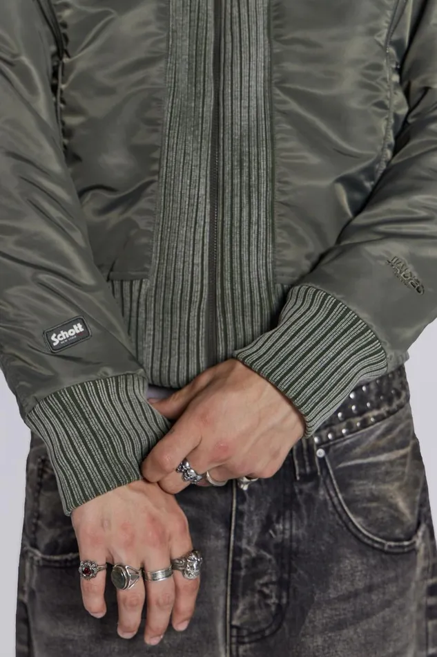 Jaded London Schott Khaki MA1 Bomber Jacket Men Outerwear