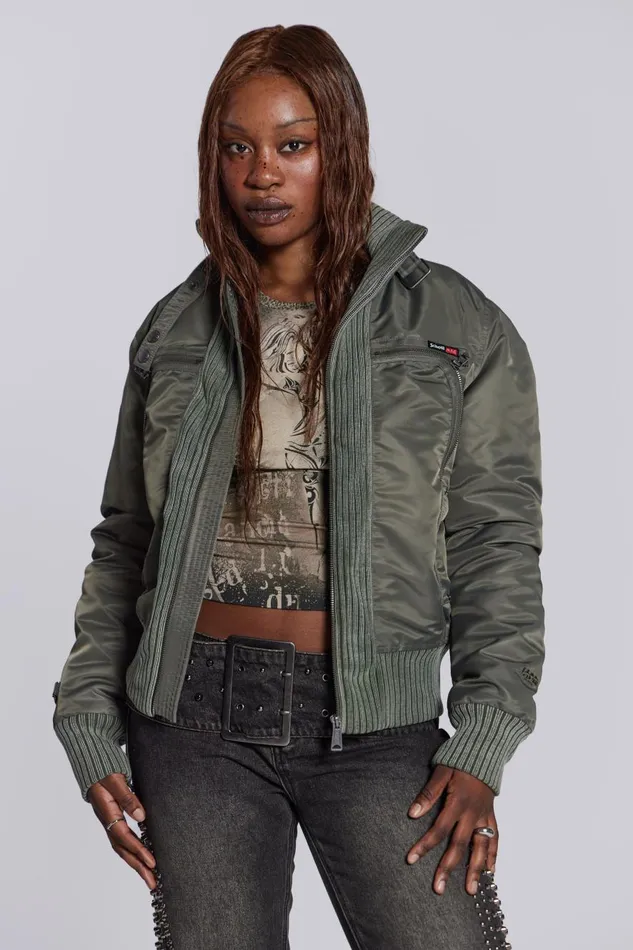 Jaded London Schott Khaki MA1 Bomber Jacket Men Outerwear