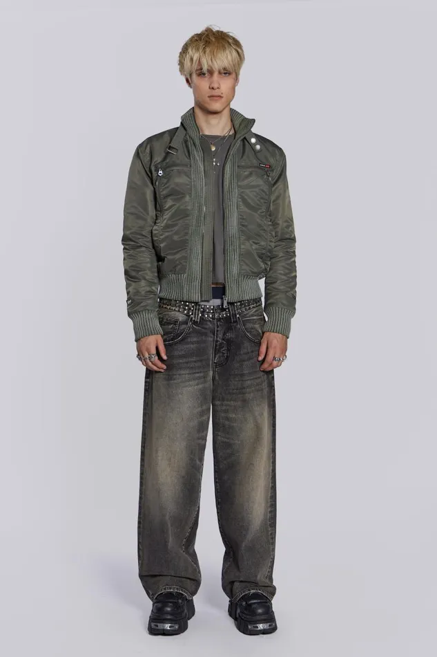 Jaded London Schott Khaki MA1 Bomber Jacket Women Outerwear