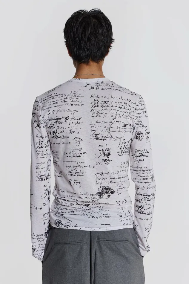 Jaded London Script Print Long Sleeve Top Men TShirts and Vests