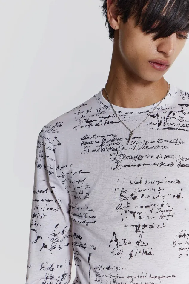Jaded London Script Print Long Sleeve Top Men TShirts and Vests