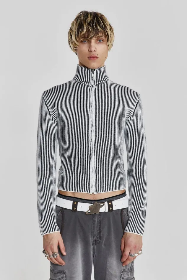 Jaded London Shadow Knitted Track Top Men Knitwear