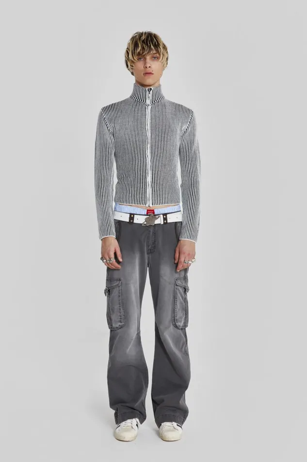 Jaded London Shadow Knitted Track Top Men Knitwear