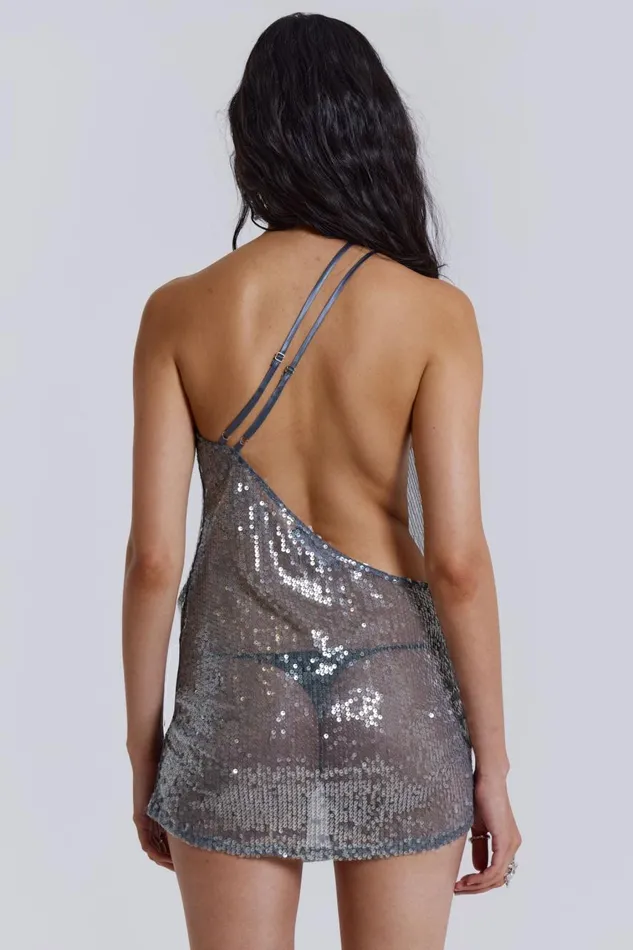 Jaded London Sheer Sequin Draped Mini Dress Women Mini Dresses