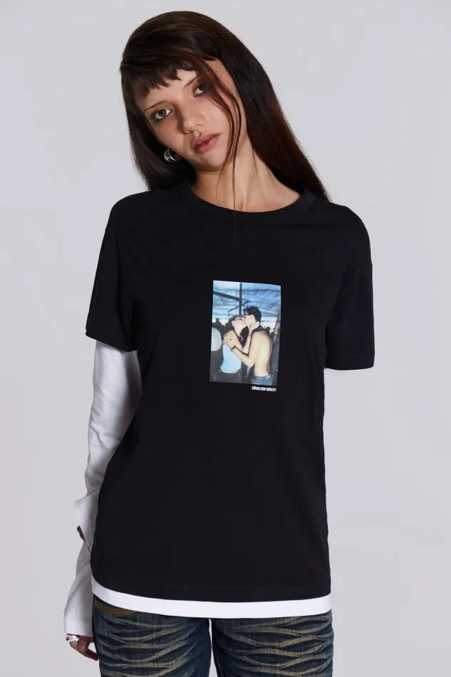 Jaded London Sleazenation Double Layer Kiss Tee Men TShirts and Vests