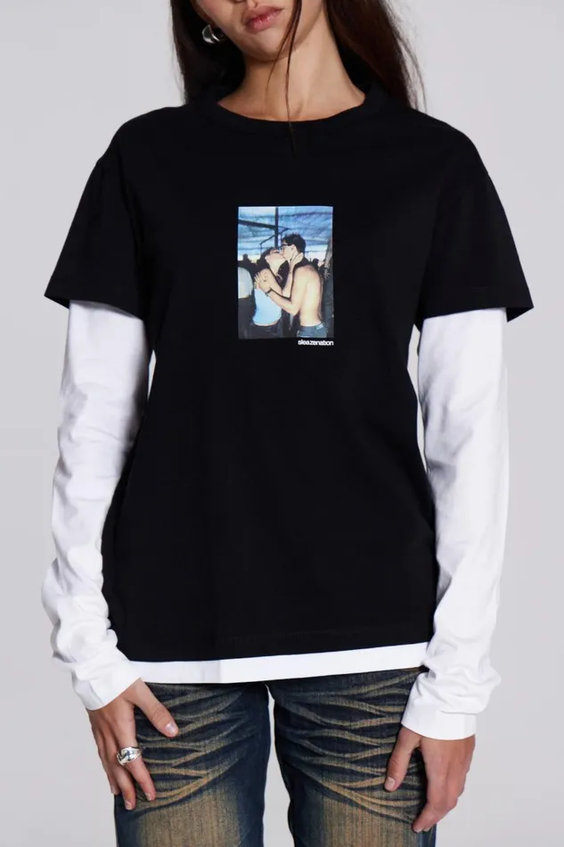 Jaded London Sleazenation Double Layer Kiss Tee Men TShirts and Vests