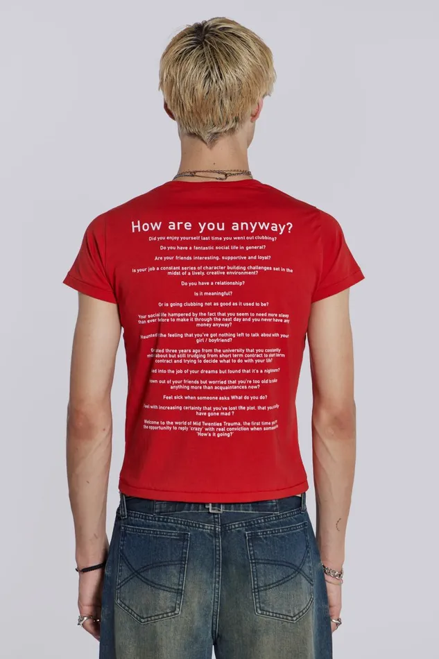 Jaded London Sleazenation Red How Old Are You Baby Tee Men TShirts and Vests