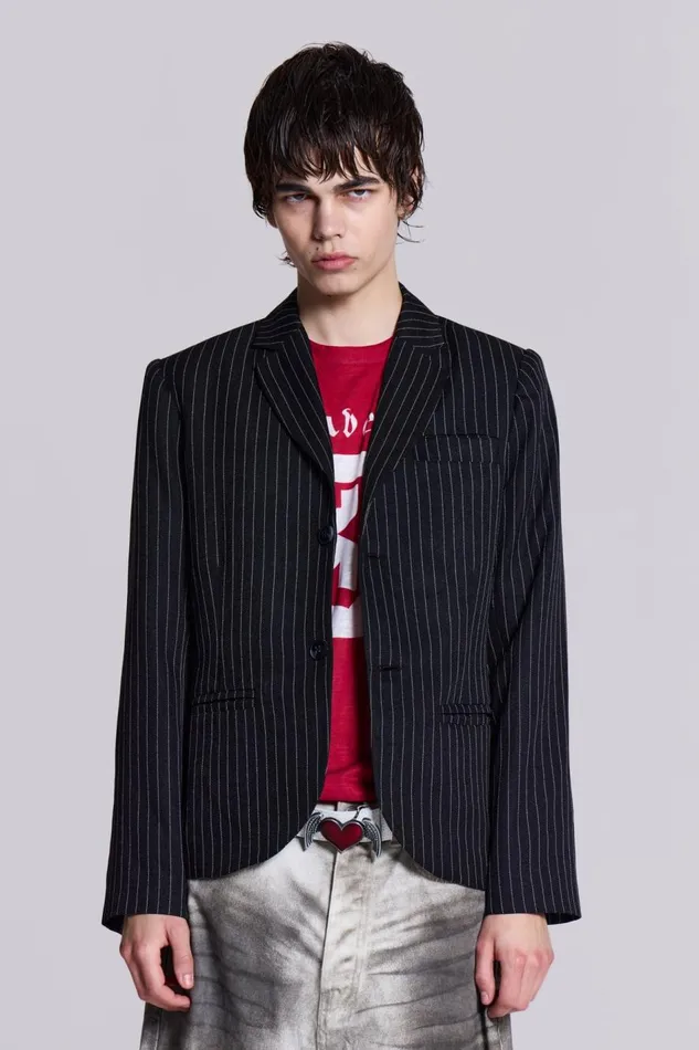 Jaded London Slim Fit Pinstripe Blazer Men Outerwear