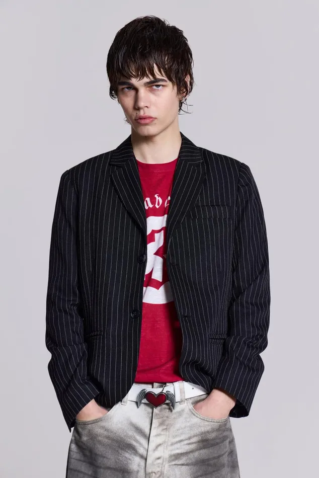 Jaded London Slim Fit Pinstripe Blazer Men Outerwear