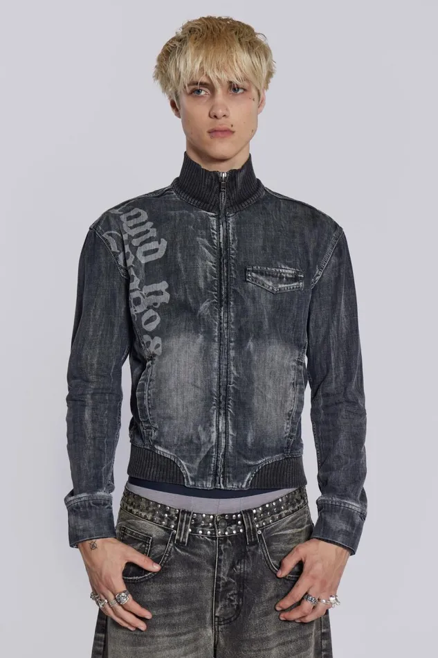 Jaded London Smoke Denim Bomber Men Outerwear