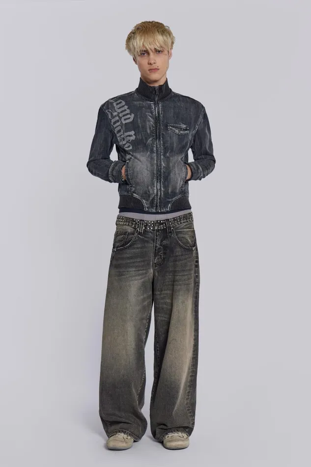 Jaded London Smoke Denim Bomber Men Outerwear