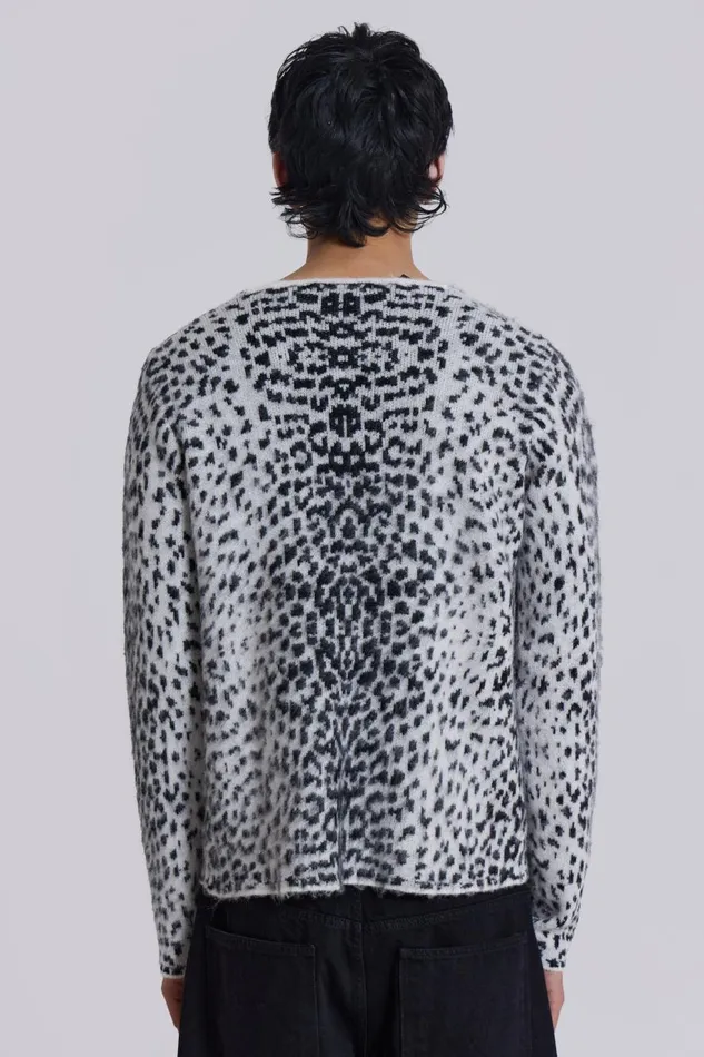Jaded London Snow Leopard Chuck Cardigan Men Knitwear