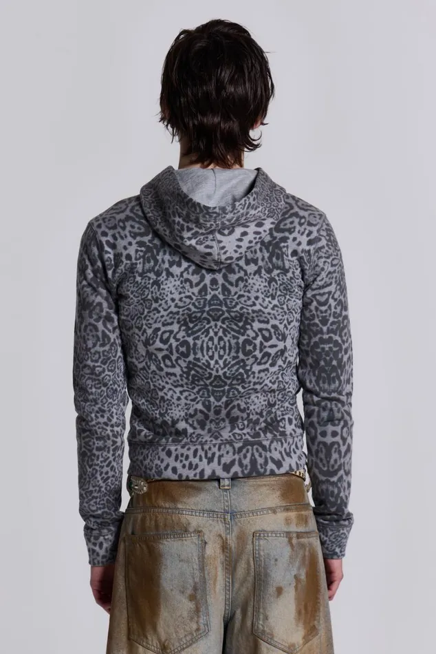 Jaded London Snow Leopard Mini Monster Hoodie Men Hoodies and Sweatshirts