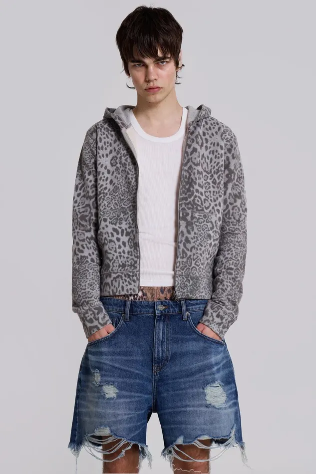 Jaded London Snow Leopard Mini Monster Hoodie Men Hoodies and Sweatshirts