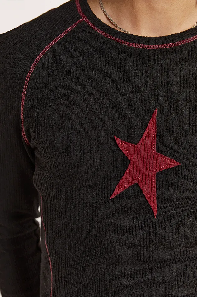 Jaded London Star Overlock Long Sleeve Tee Men TShirts and Vests