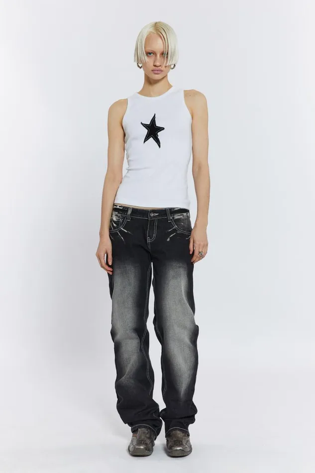 Jaded London Starstruck White Sleeveless Vest Men TShirts and Vests