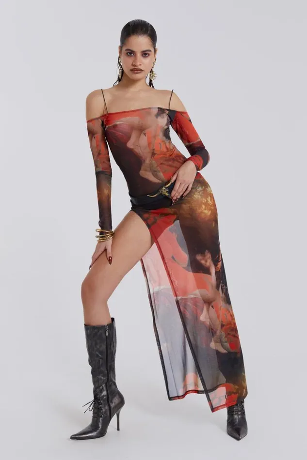 Jaded London Statue Illusion Print Maxi Dress Women Maxi Dresses