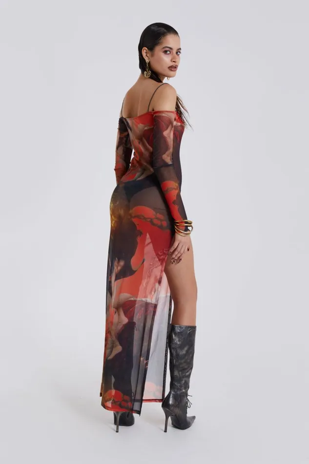 Jaded London Statue Illusion Print Maxi Dress Women Maxi Dresses