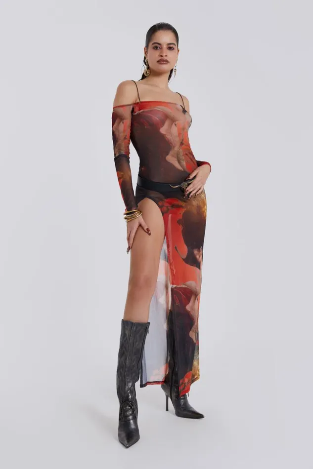 Jaded London Statue Illusion Print Maxi Dress Women Maxi Dresses