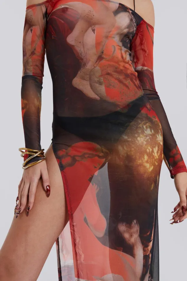 Jaded London Statue Illusion Print Maxi Dress Women Maxi Dresses