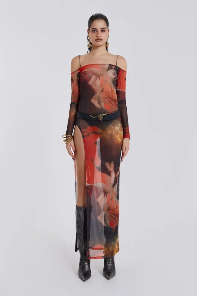 Jaded London Statue Illusion Print Maxi Dress Women Maxi Dresses
