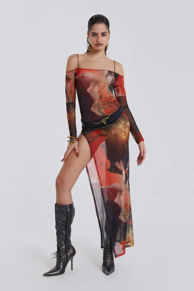 Jaded London Statue Illusion Print Maxi Dress Women Maxi Dresses