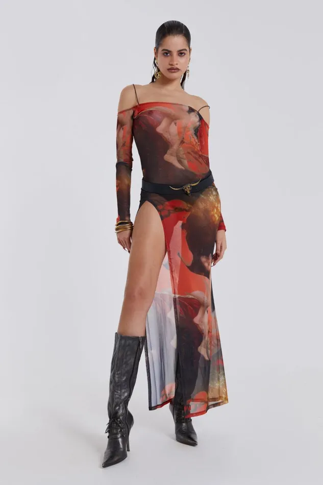 Jaded London Statue Illusion Print Maxi Dress Women Maxi Dresses