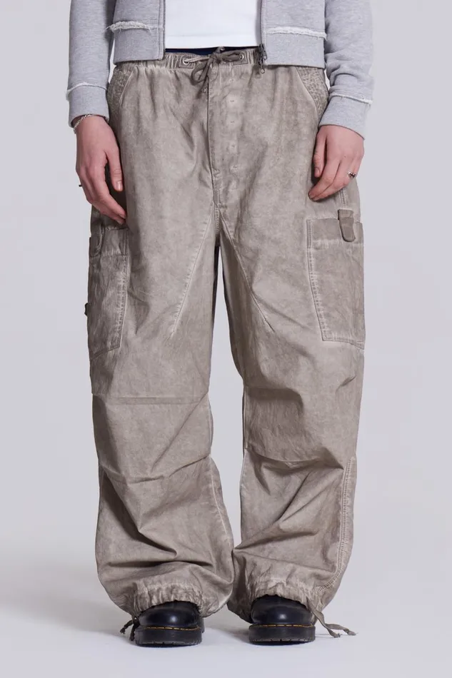 Jaded London Stone Oil Wash Parachute Pants Men Parachute Pants