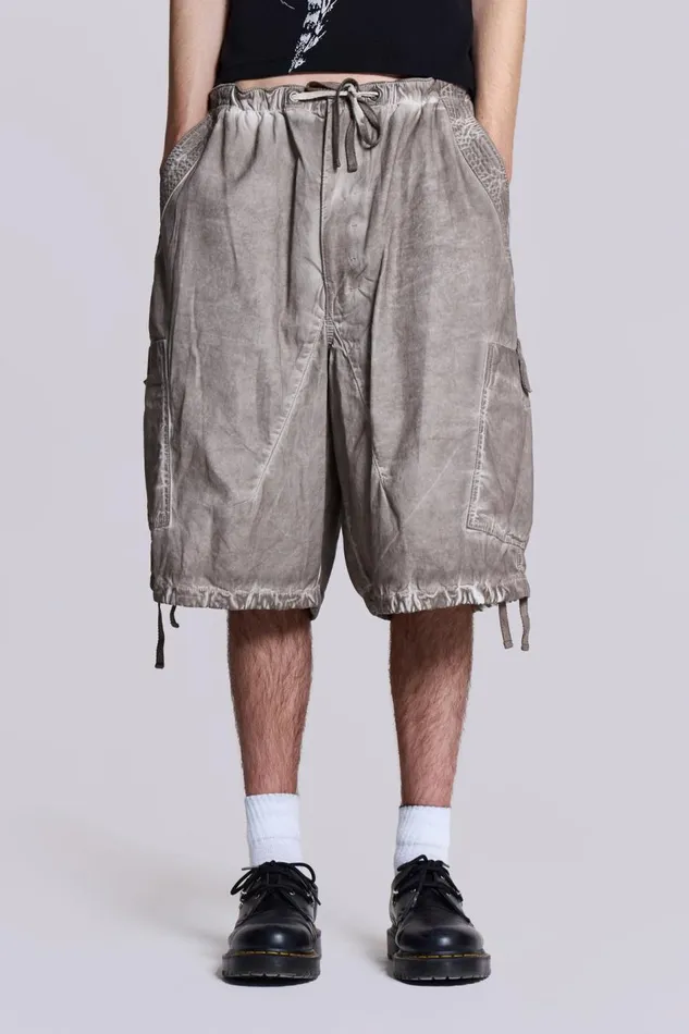 Jaded London Stone Oil Wash Parachute Shorts Men Parachute Pants