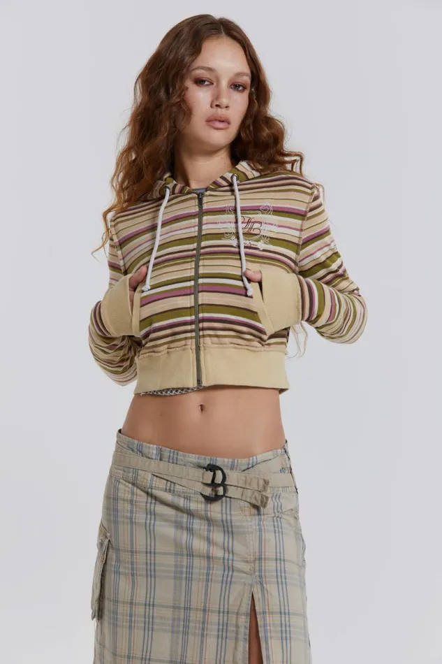 Jaded London Stripe Crest Hoodie Women Hoodies and Sweatshirts