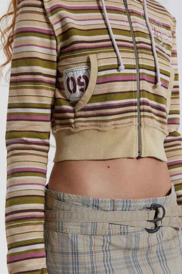 Jaded London Stripe Crest Hoodie Women Hoodies and Sweatshirts
