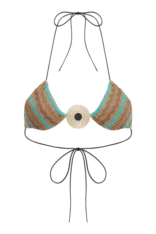 Jaded London Striped Knit Micro Triangle Bikini Top Women Bikini Tops