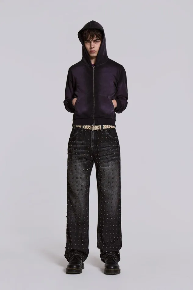 Jaded London Stud Scott Jean Men Baggy Jeans