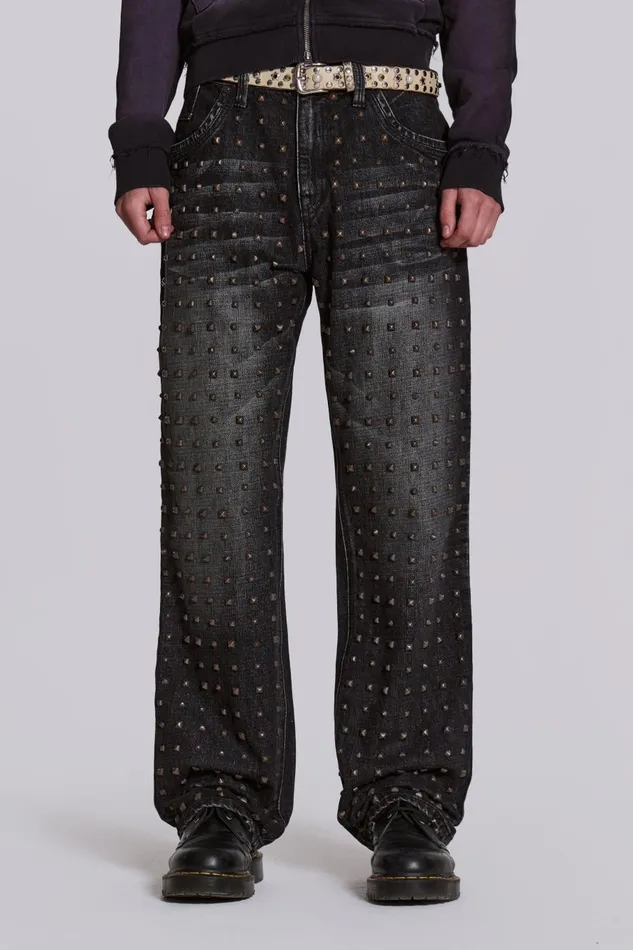 Jaded London Stud Scott Jean Men Baggy Jeans