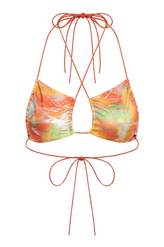Jaded London Tie Dye Metallic Ruched Bikini Top Women Bikini Tops