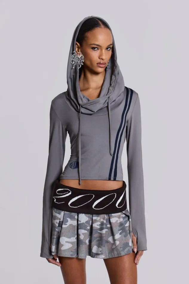 Jaded London Trackstar Hooded Cowl Top Women Hoodies and Sweatshirts