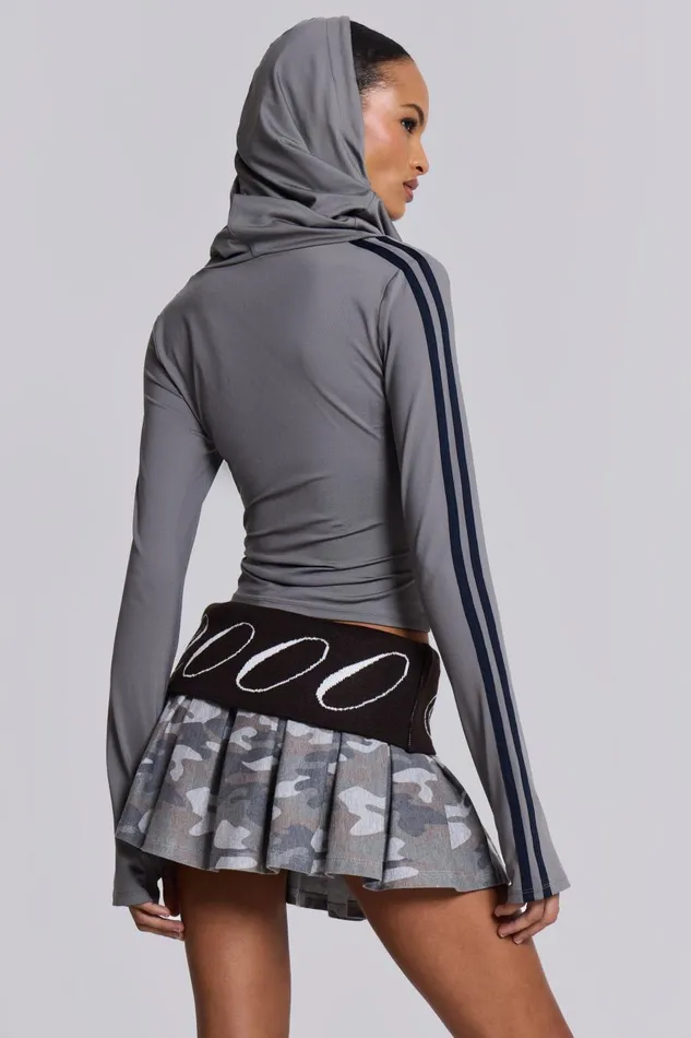 Jaded London Trackstar Hooded Cowl Top Women Hoodies and Sweatshirts