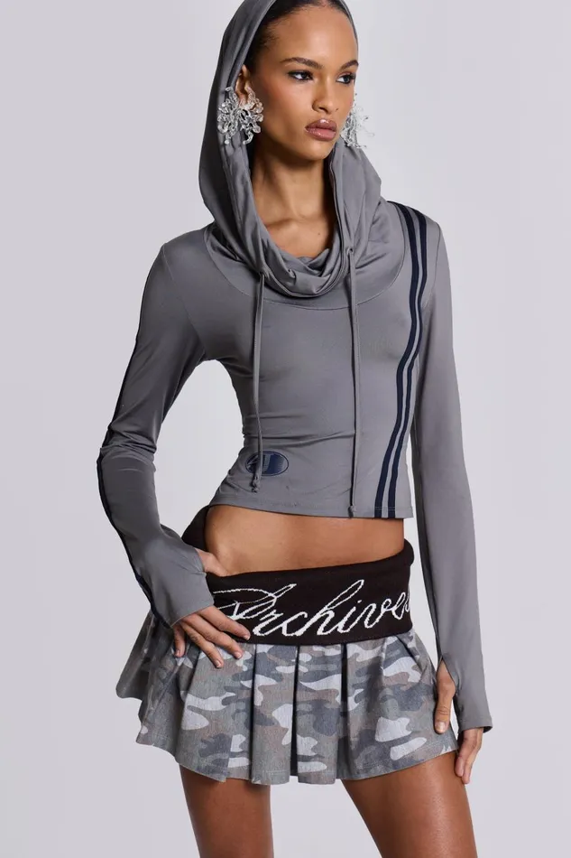 Jaded London Trackstar Hooded Cowl Top Women Hoodies and Sweatshirts