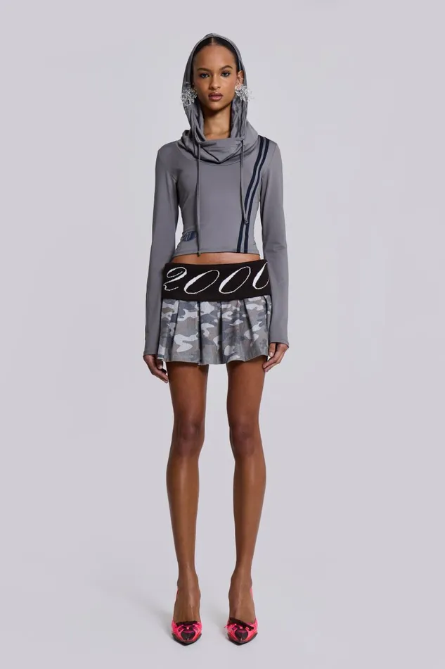 Jaded London Trackstar Hooded Cowl Top Women Hoodies and Sweatshirts