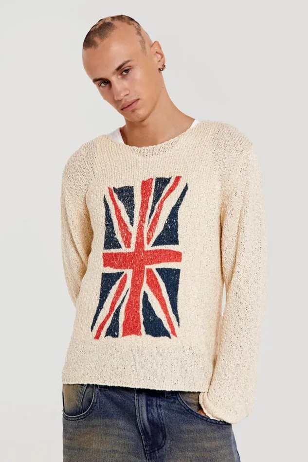 Jaded London Union Jack Jacquard Knit Jumper Men Knitwear