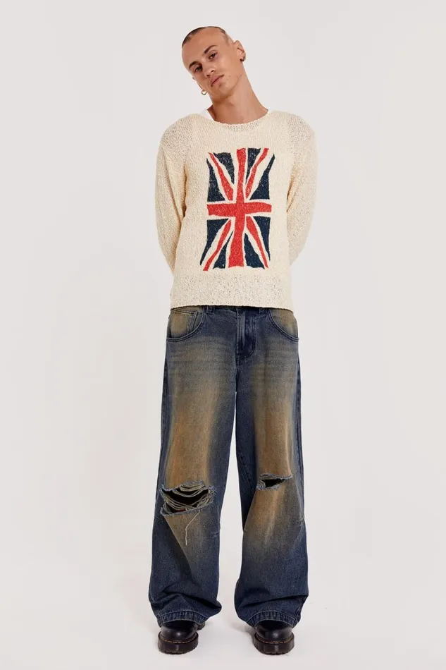 Jaded London Union Jack Jacquard Knit Jumper Men Knitwear