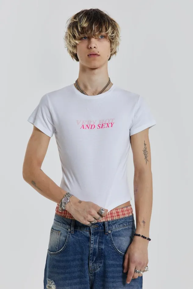 Jaded London Very Hot White Shrunken Tshirt Men TShirts and Vests