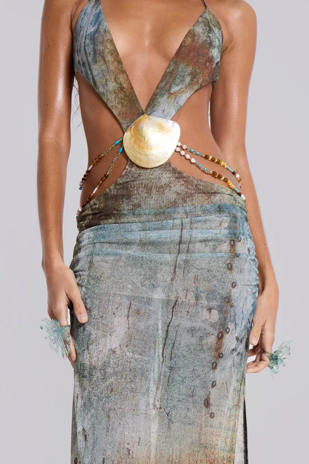 Jaded London Vida Backless Maxi Dress With Shell Trim Women Maxi Dresses