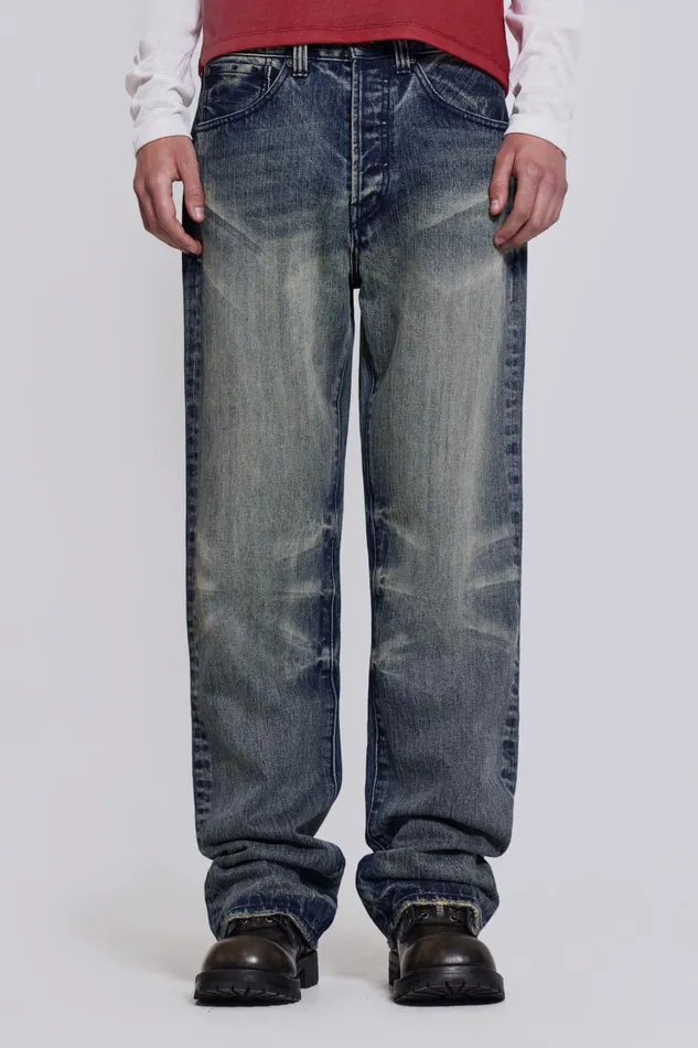 Jaded London Vintage Bleach Straight Fit Jeans Men SlimStraight Jeans
