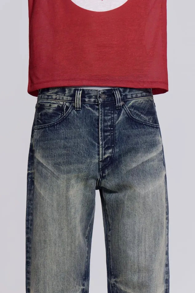 Jaded London Vintage Bleach Straight Fit Jeans Men SlimStraight Jeans