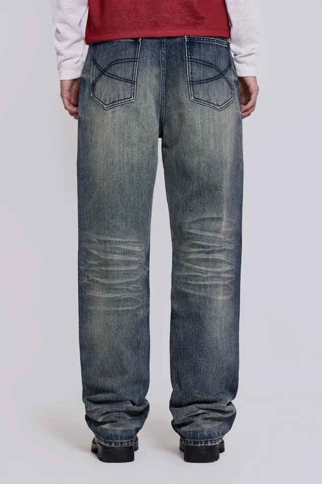 Jaded London Vintage Bleach Straight Fit Jeans Men SlimStraight Jeans