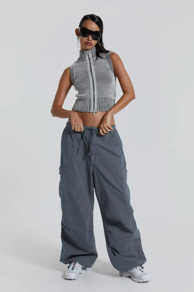 Jaded London Vintage Grey Parachute Cargo Pants Women Trousers and Pants