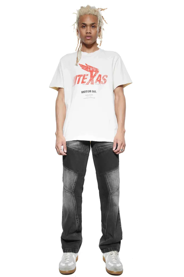 Jaded London Vintage White Texas Motor Oil T Shirt Men TShirts and Vests