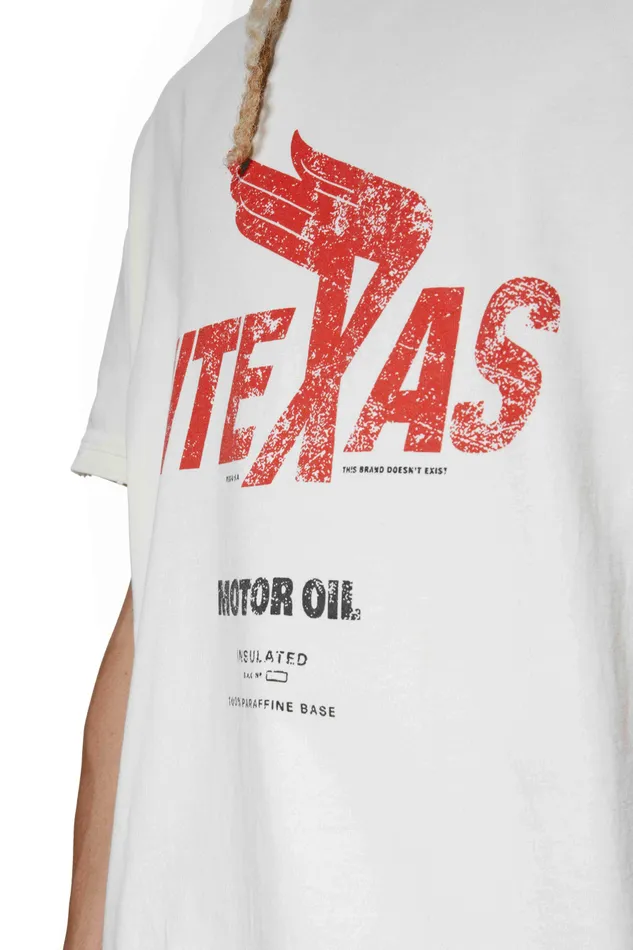 Jaded London Vintage White Texas Motor Oil T Shirt Men TShirts and Vests